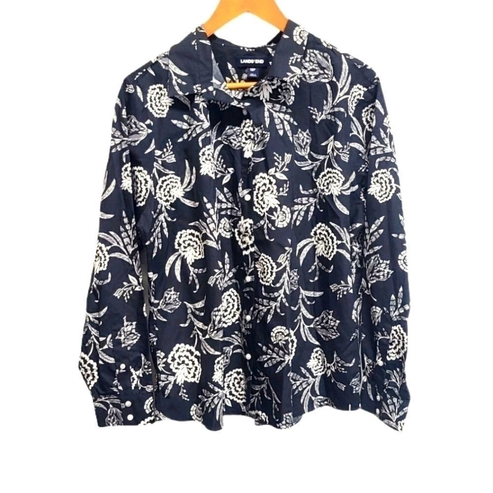 NWOT Land's‎ End Floral Button Up Shirt Size 18P